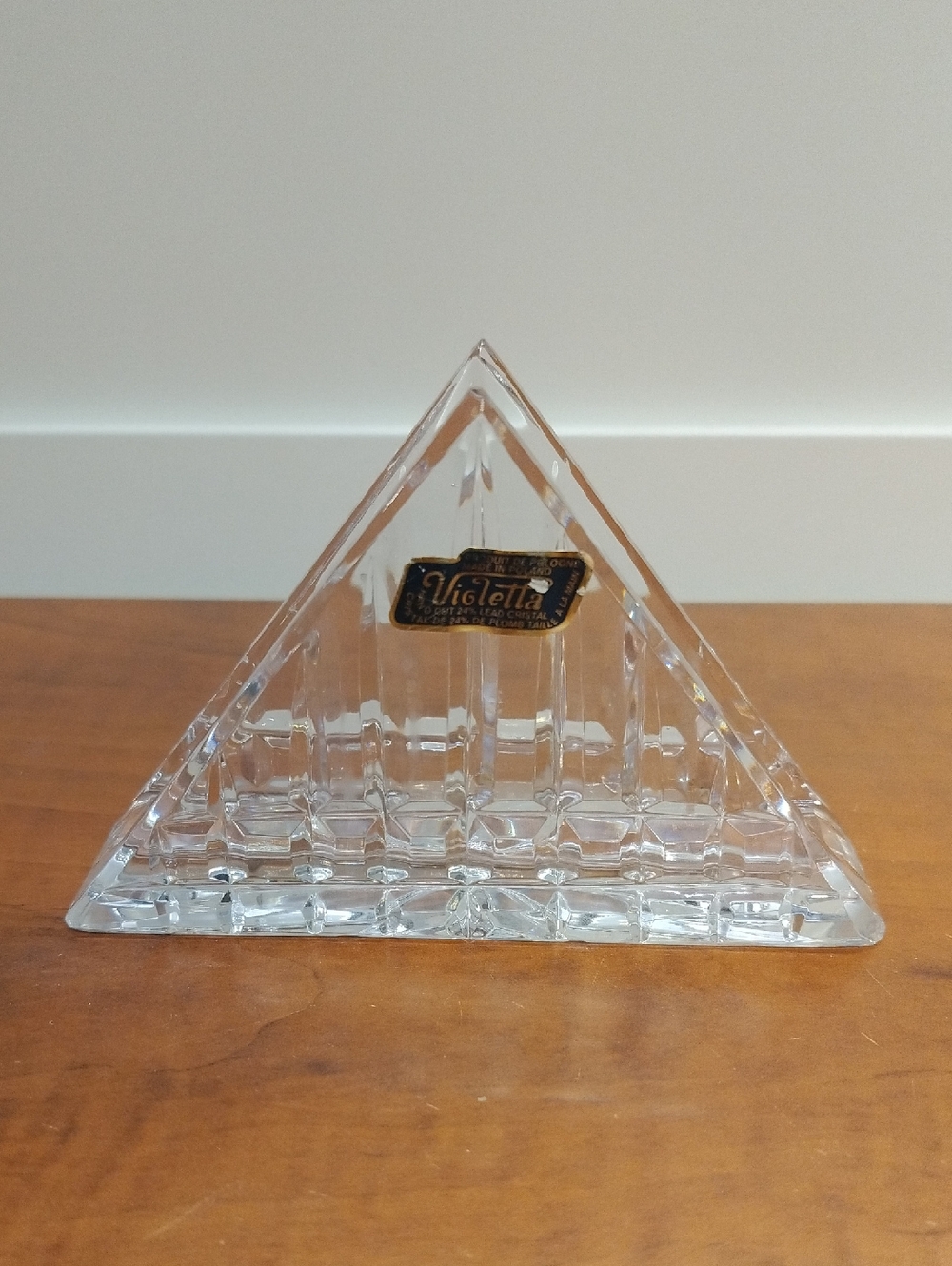 Vintage Violetta Lead Crystal Napkin Holder Hand Cut Made in Poland Etched